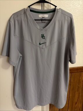 Nike Baylor bears Light Gray Short-Sleeve V-Neck Polo size XL